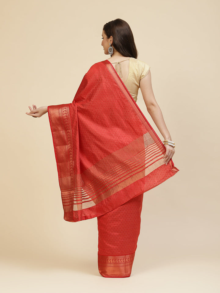 Zari Border Booti Tussar Woven Saree