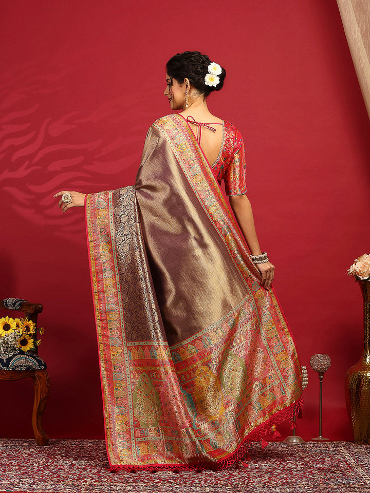 Embroidered Dola Silk Saree