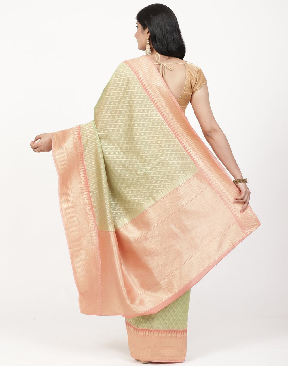 MBZ Meena Bazaar-Woven Cotton saree With Zari Boder Booti