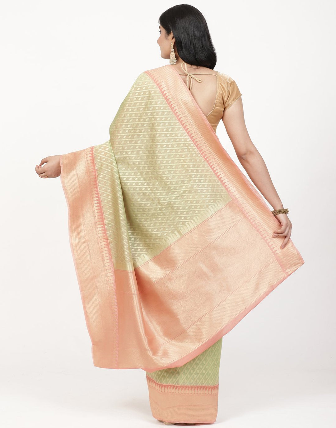 MBZ Meena Bazaar-Woven Cotton saree With Zari Boder Booti