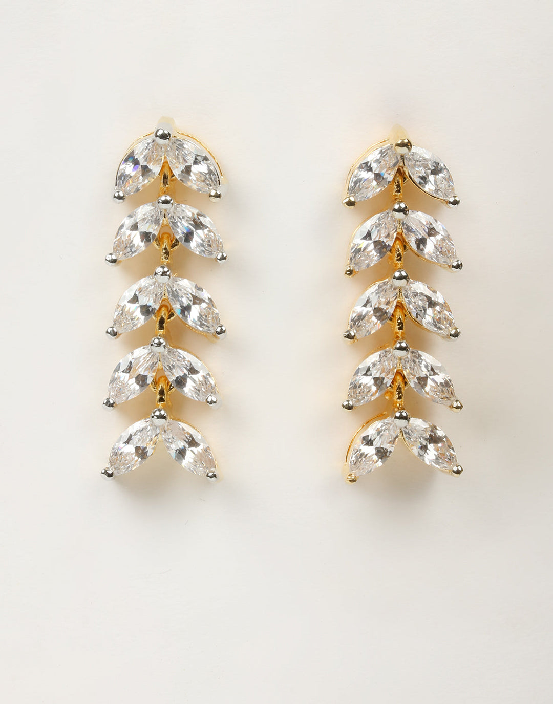 Golden Colored Diamond Necklace Set With Earrings