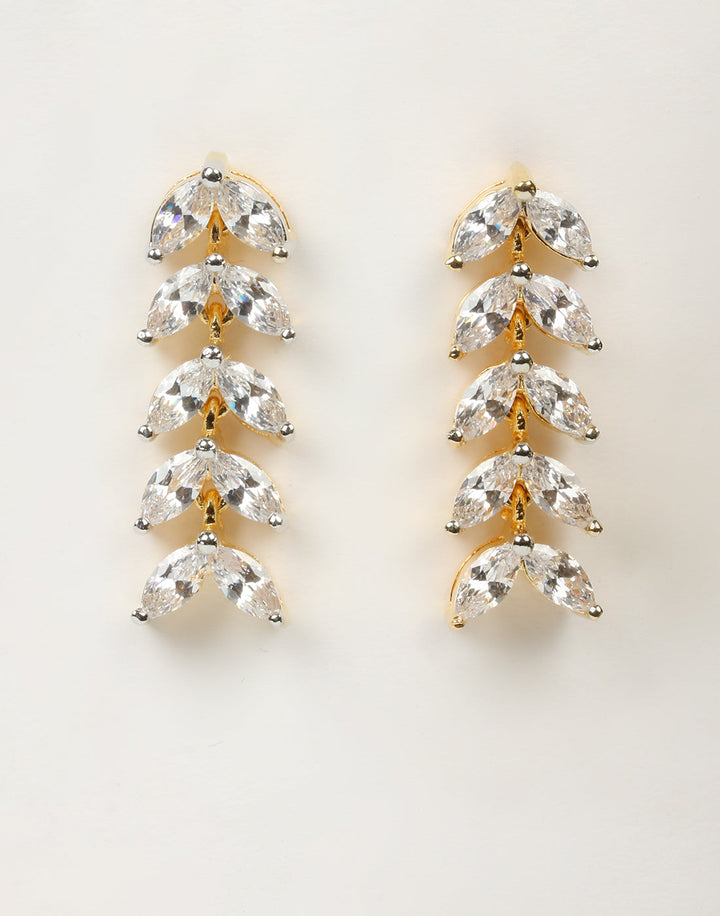 Golden Colored Diamond Necklace Set With Earrings