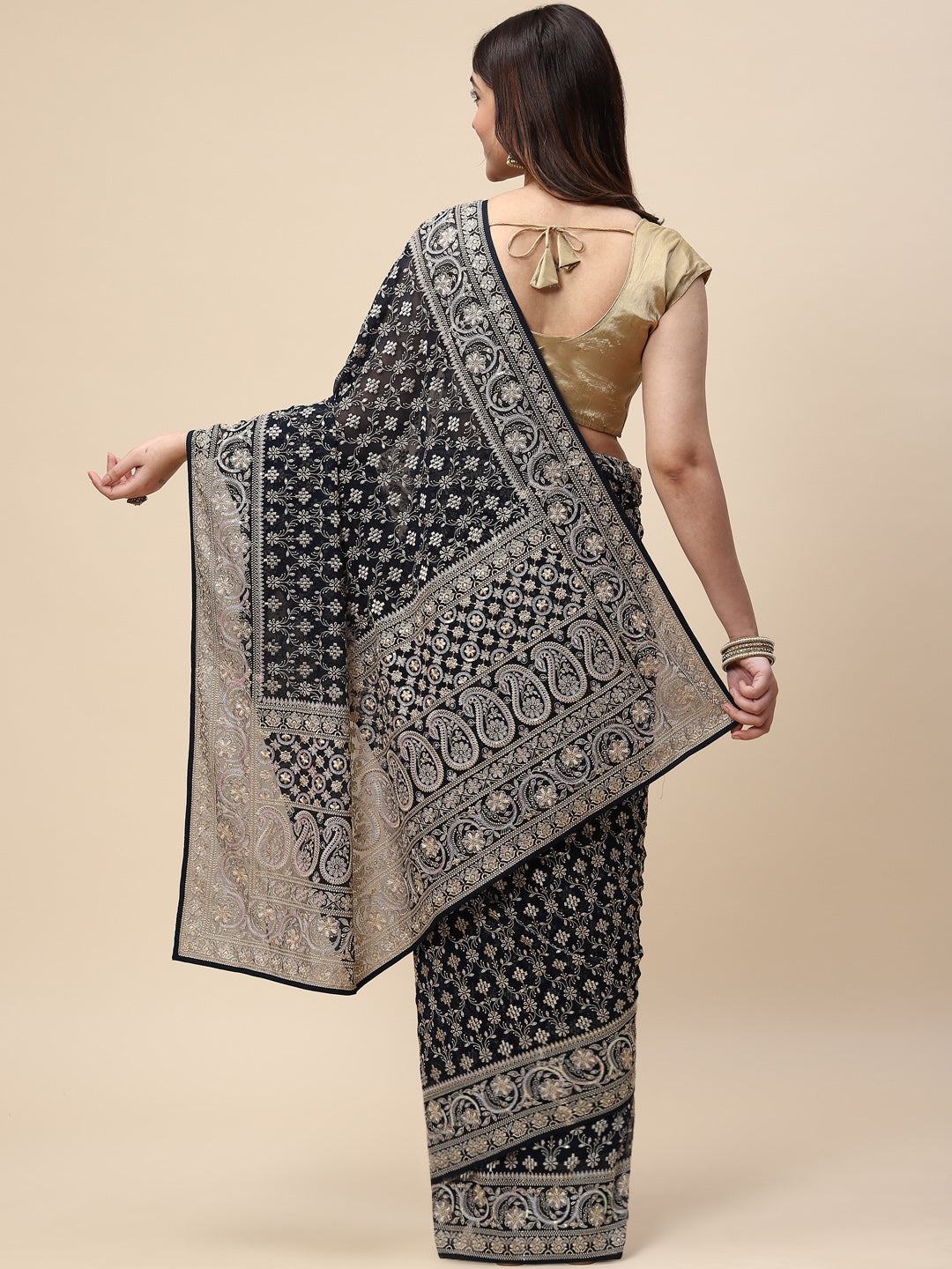 Resham Jaal Embroidered Georgette Saree