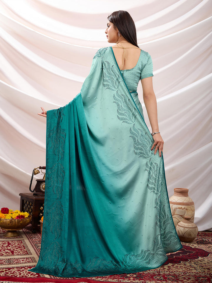 Embroidered Satin Saree