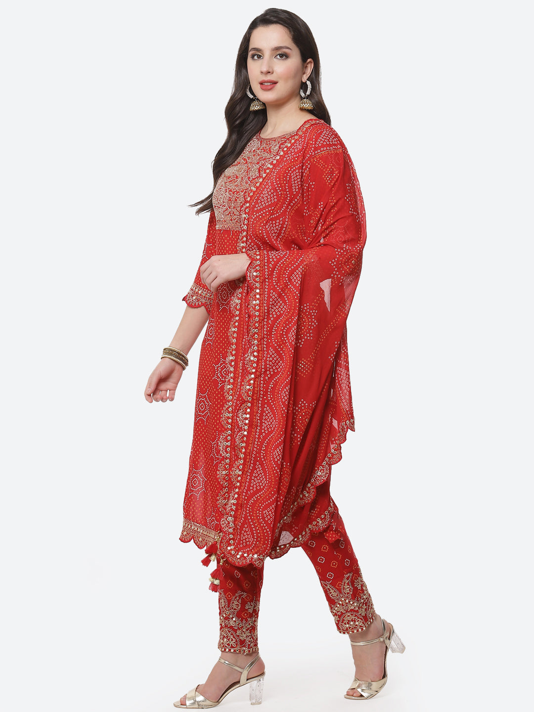 Printed Cotton Stitched Kurti With Pant And Printed Dupatta