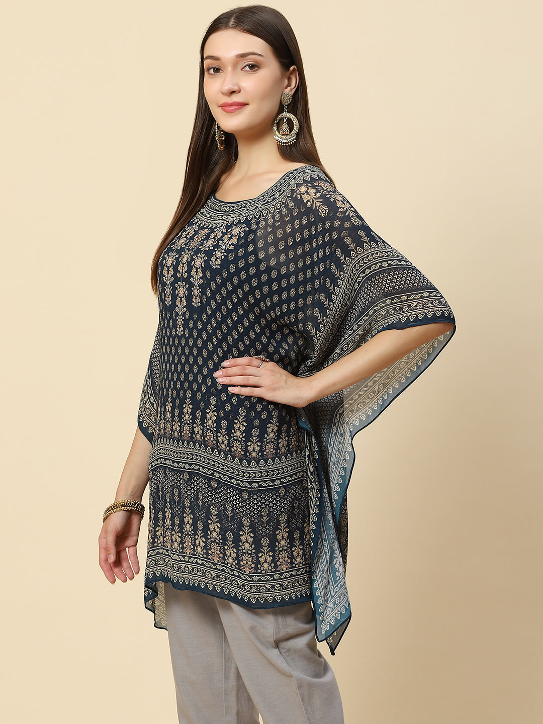 Digital Printed Georgette Kaftan Saree