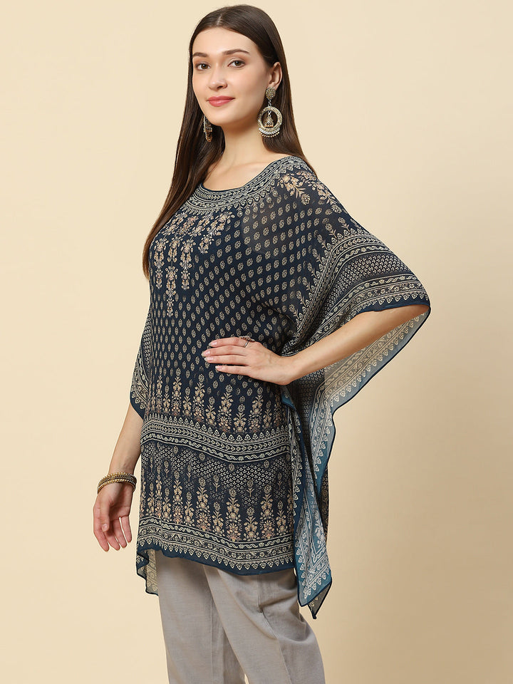 Digital Printed Georgette Kaftan Saree