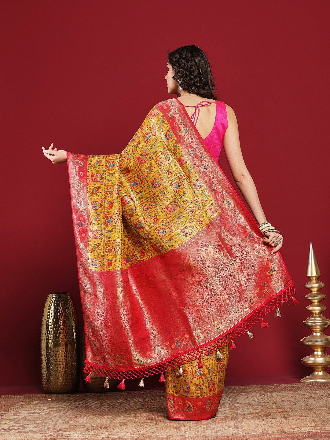 Woven Design Satin Saree