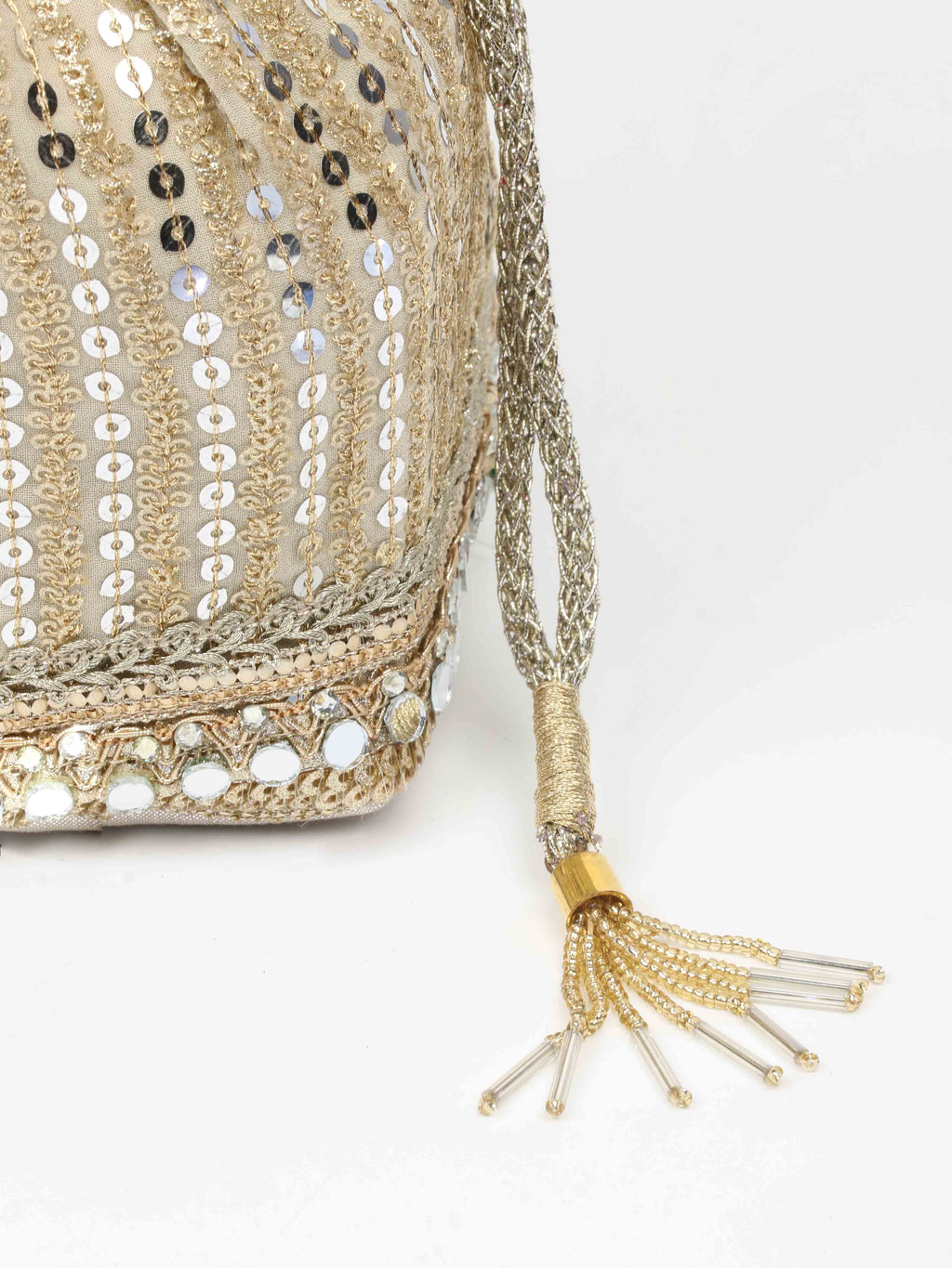 Golden Beige Sequin Potli Bag
