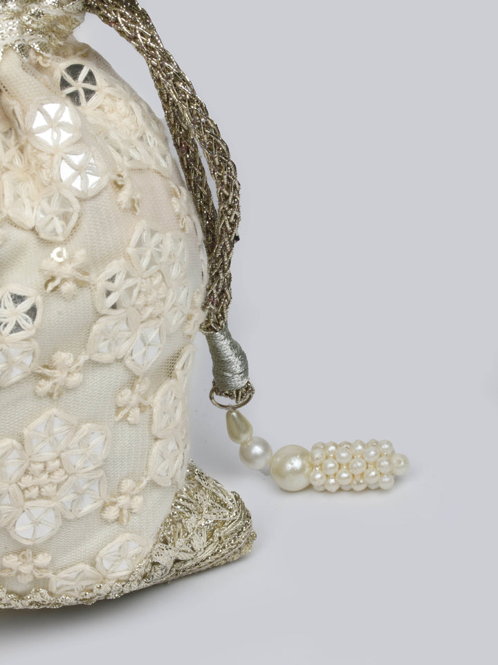 Golden Beige Sequin Potli Bag