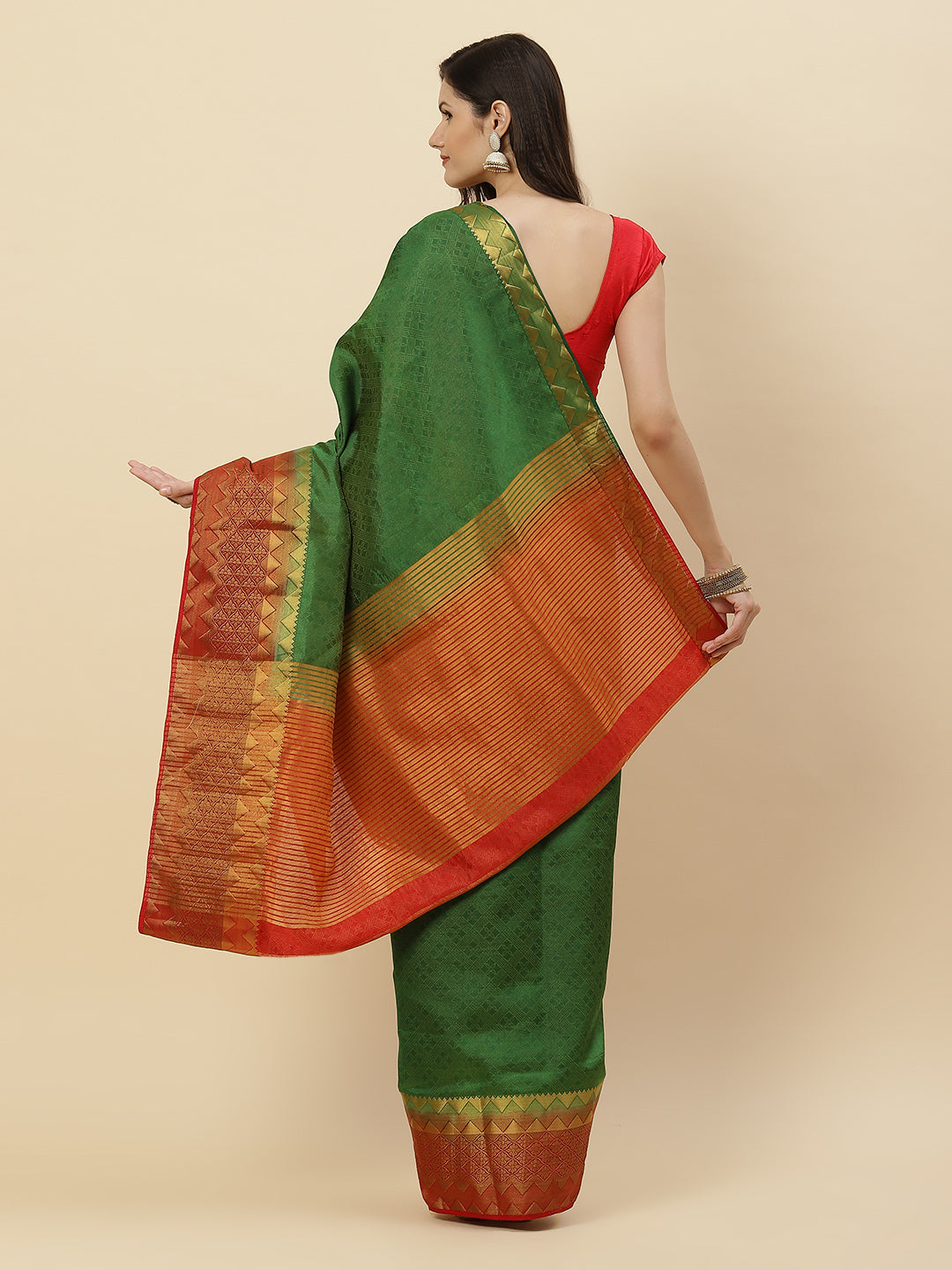 Plain Zari Border Handloom Woven Saree