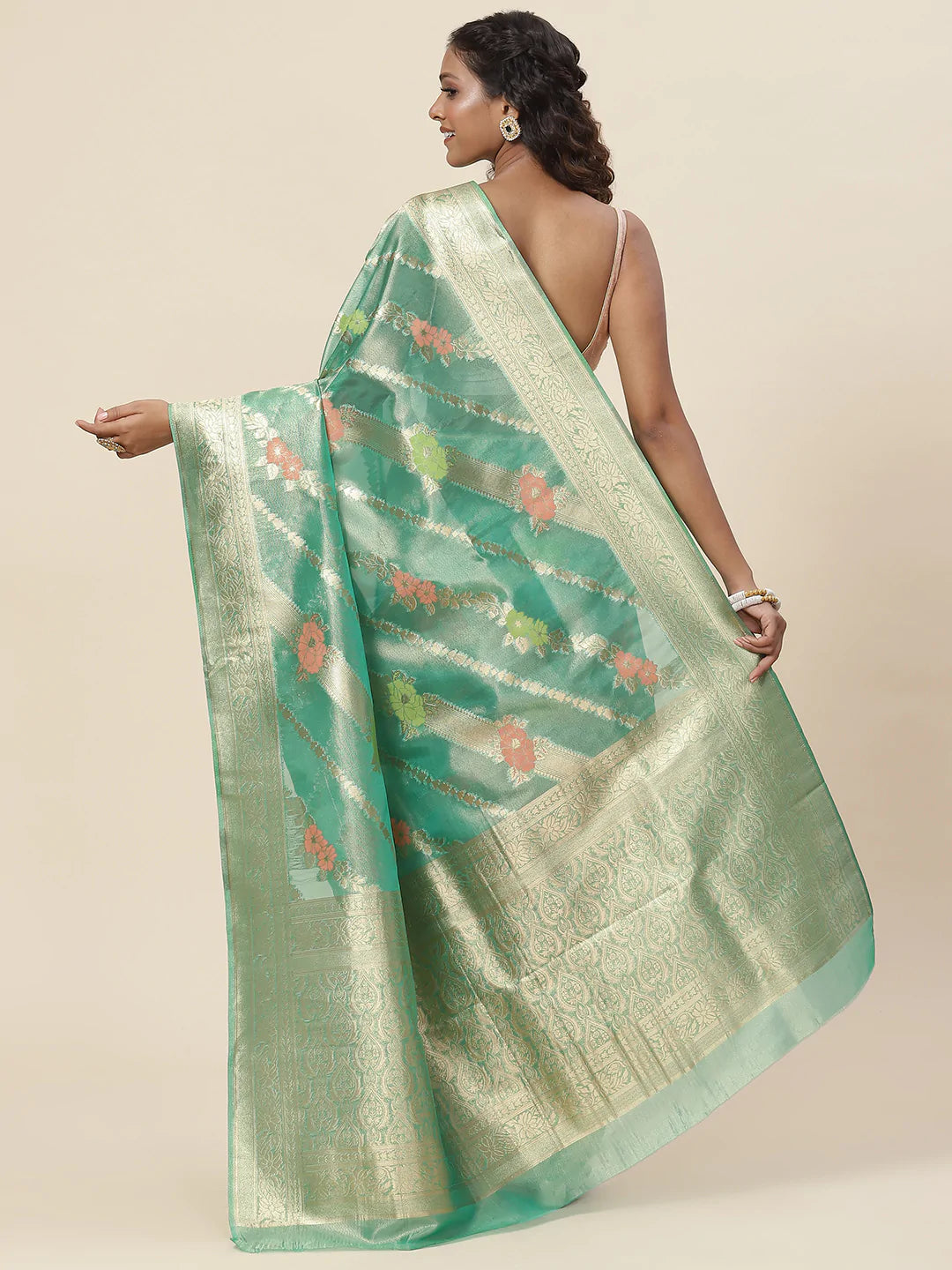 Floral Zari Jaal Handloom Woven Saree