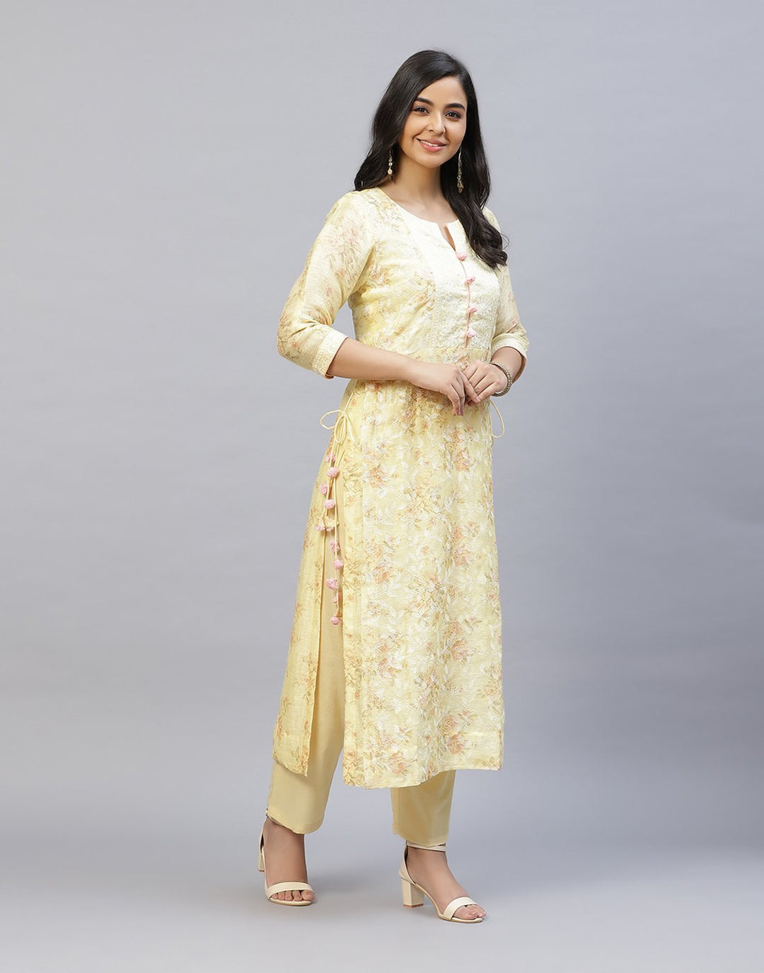 Cotton Chanderi Printed Kurti Pant Set