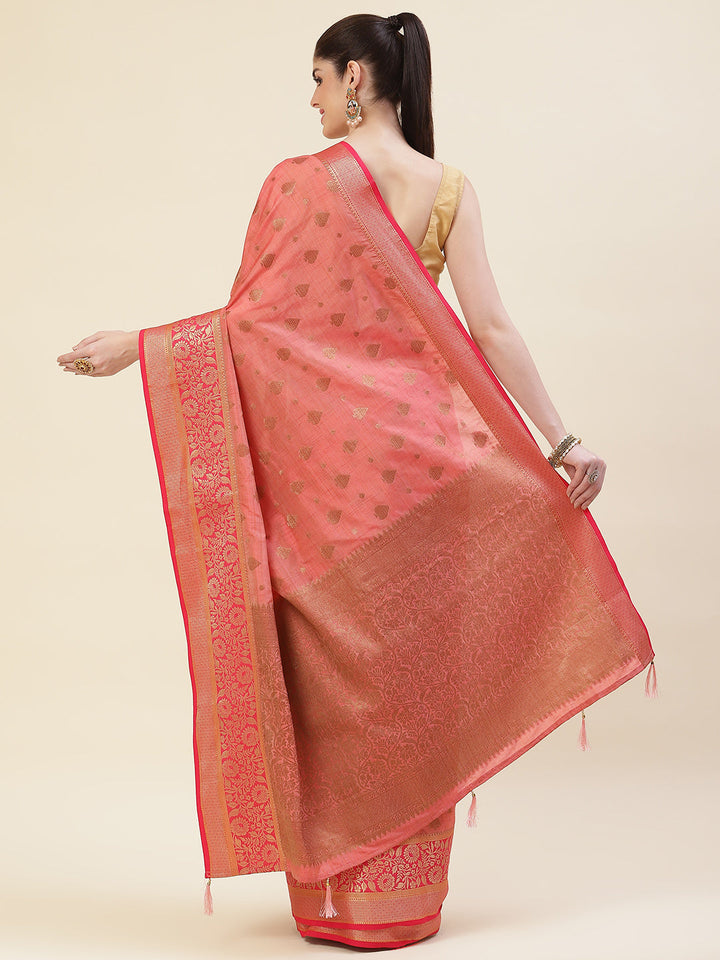 Zari Border Booti Handloom Woven Saree