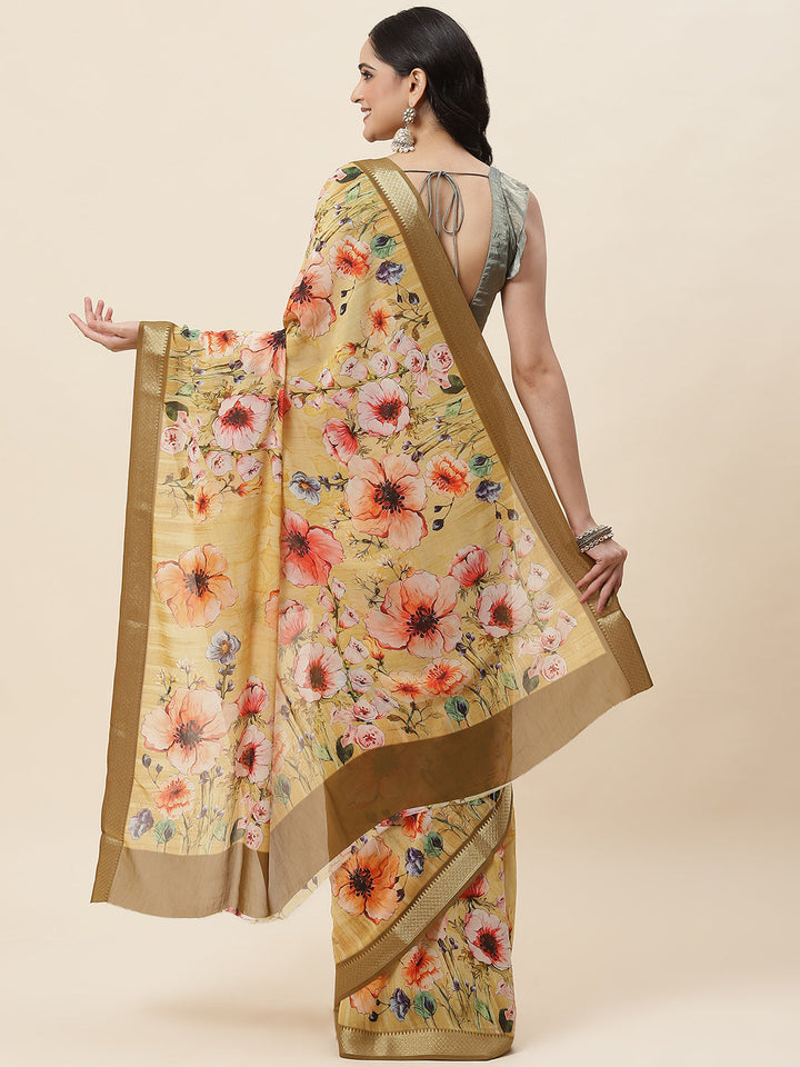 Digital Floral Printed Art Georgette Saree - meenabazaar
