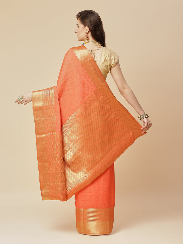 Plain Zari Border Art Handloom Woven Saree