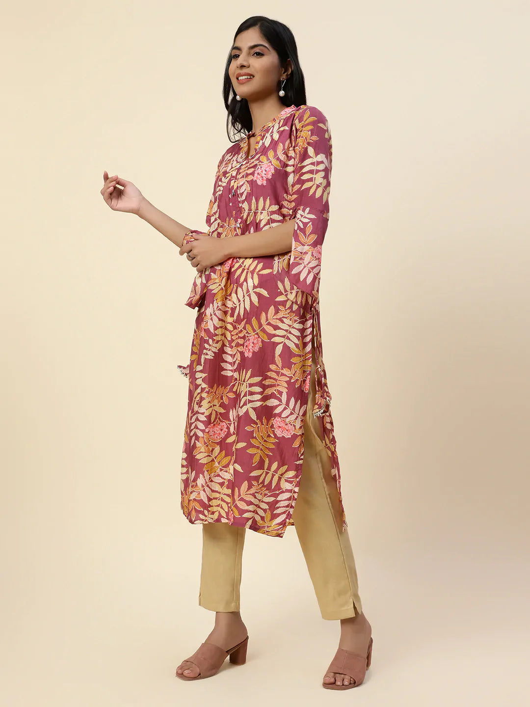 Floral Printed Muslin Kurta