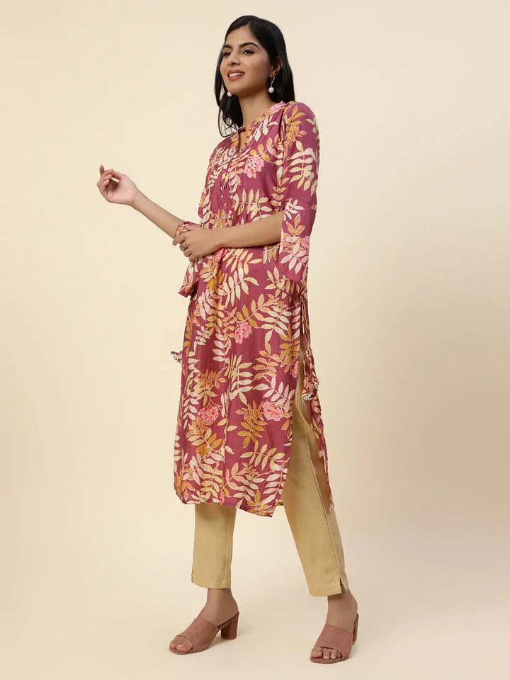 Floral Printed Muslin Kurta