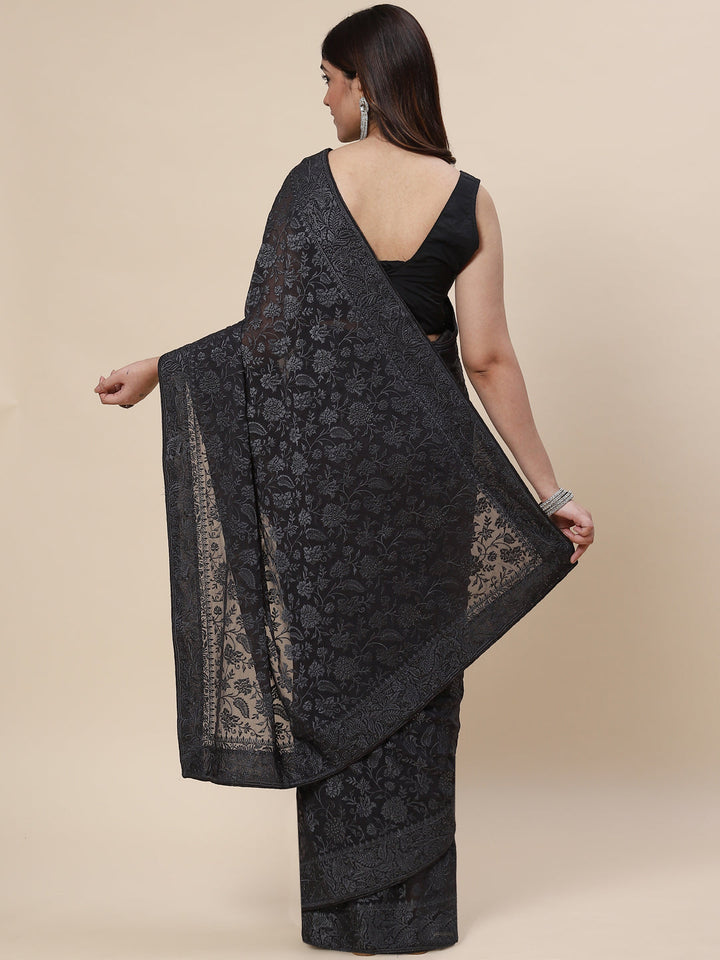 Floral Resham Jaal Embroidered Georgette Saree