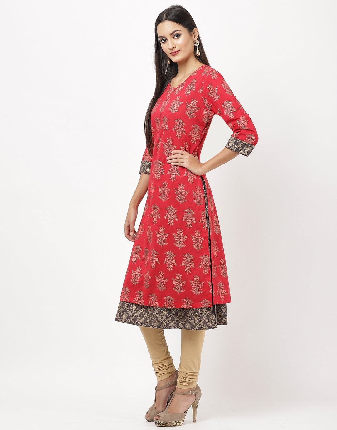 MBZ Meena Bazaar-Red Cotton Kurti