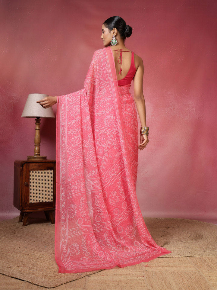 Bandhani Printed Chiffon Saree