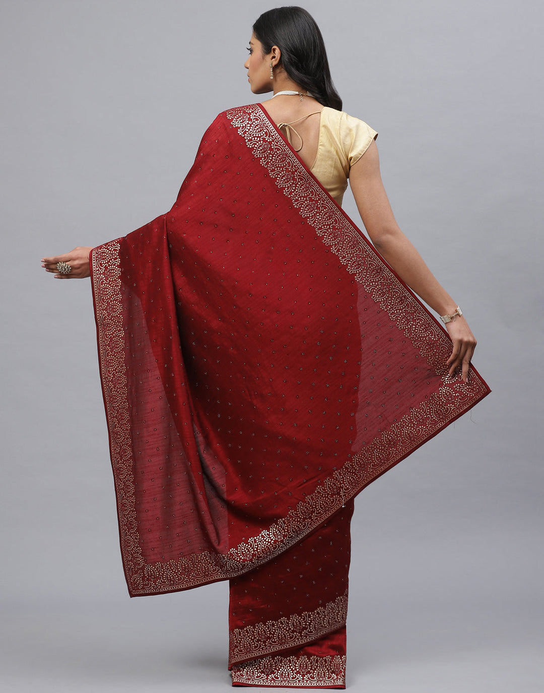 Dupion Silk Embroidery Saree