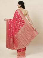 Floral Zari Jaal Georgette Plain Saree