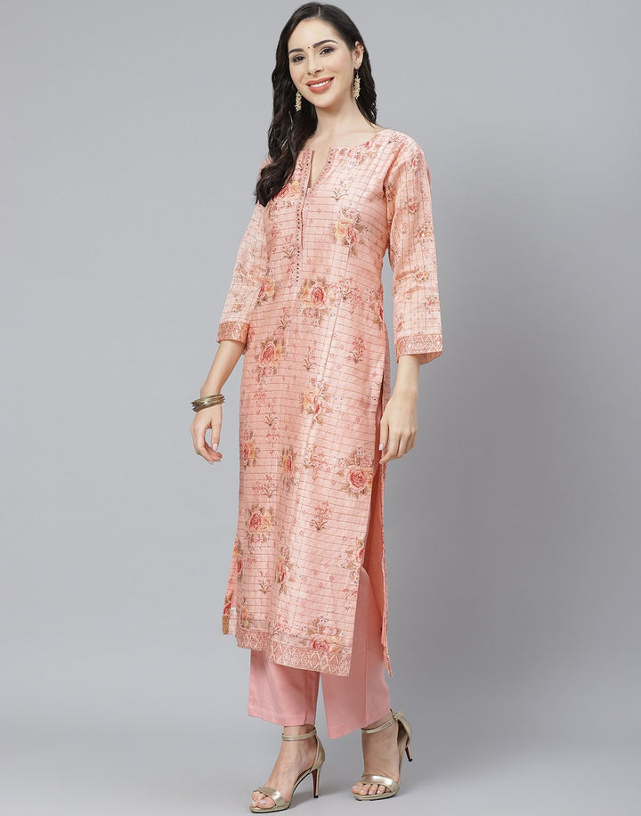 Chanderi Kurti with Straight Pant