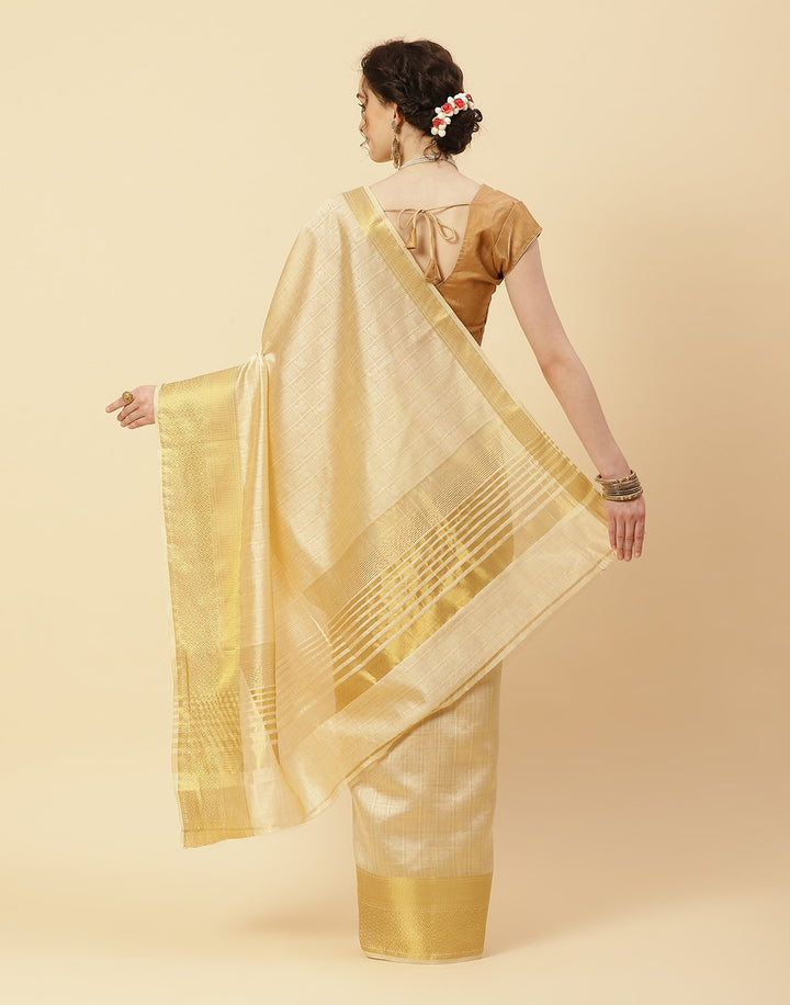 Woven Art Handloom Plain Zari Border Saree
