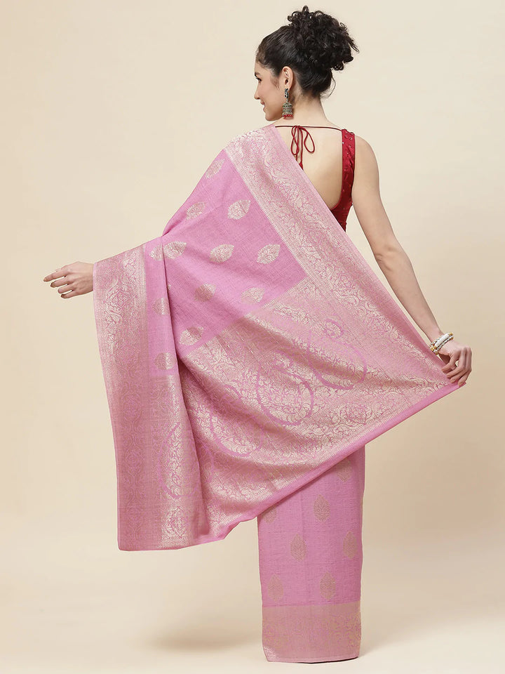 Zari Booti Tussar Plain Saree