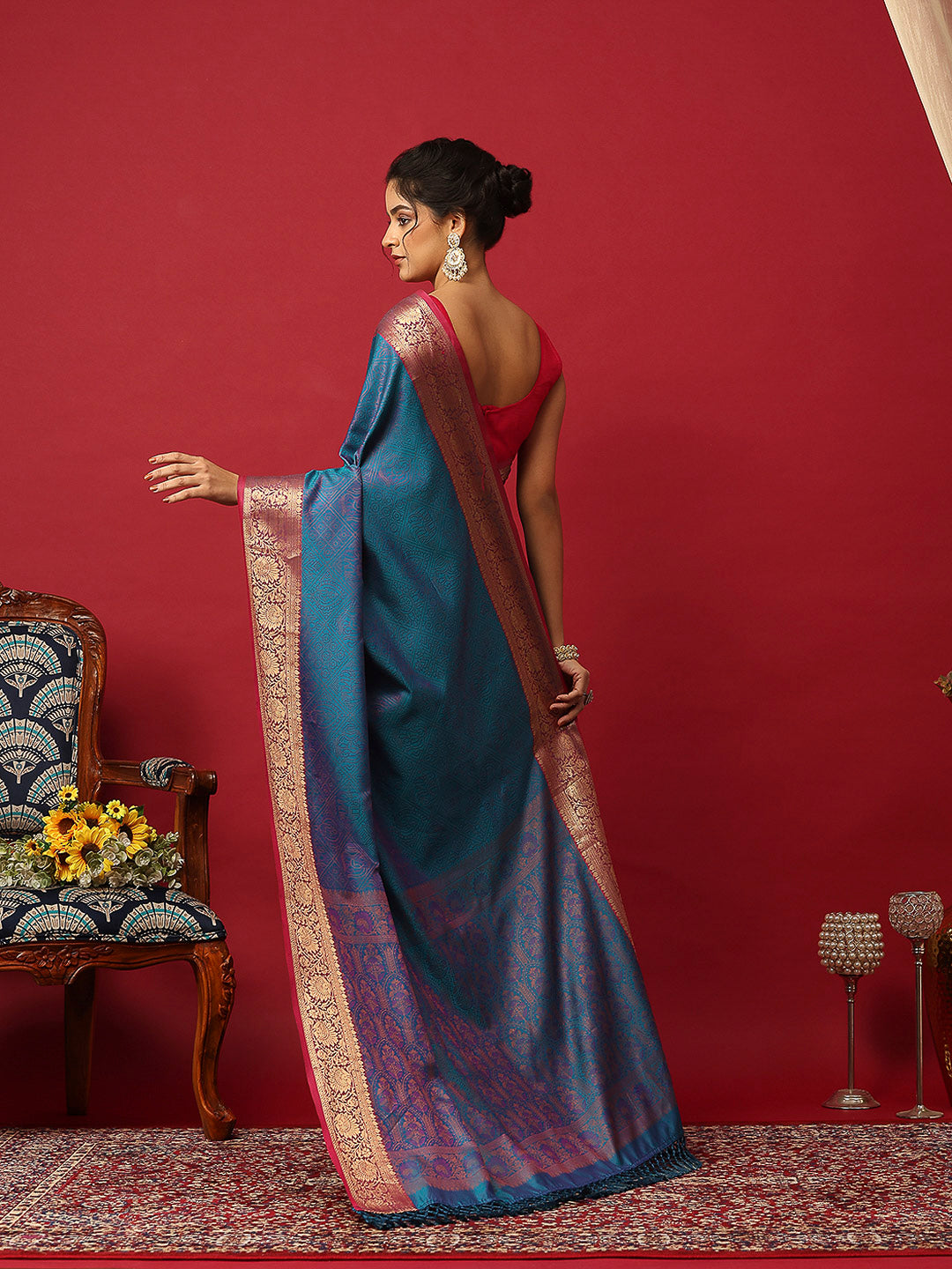 Woven Design Art Silk Lake Blue Saree