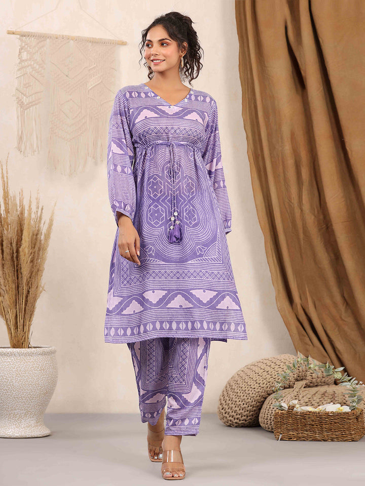 Printed Muslin Kurta With Pants