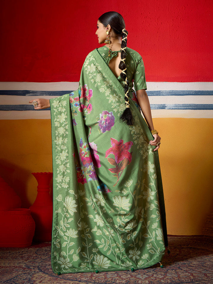 Digital Floral Printed Art Silk Saree