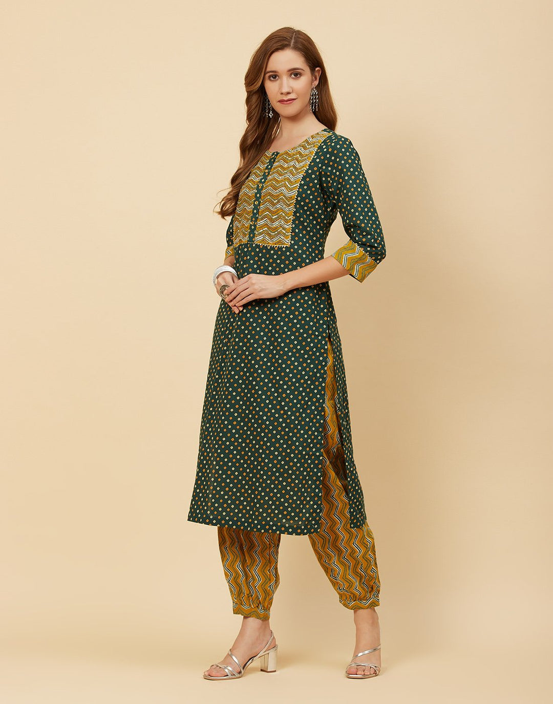 Printed Cotton Kurti With Salwar