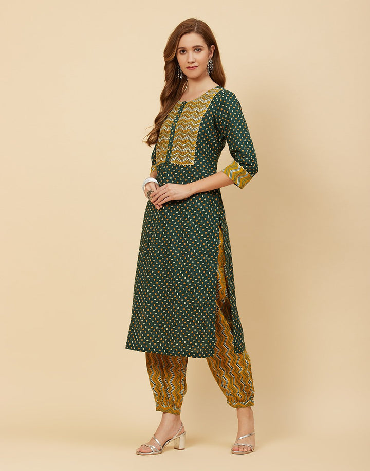 Printed Cotton Kurti With Salwar