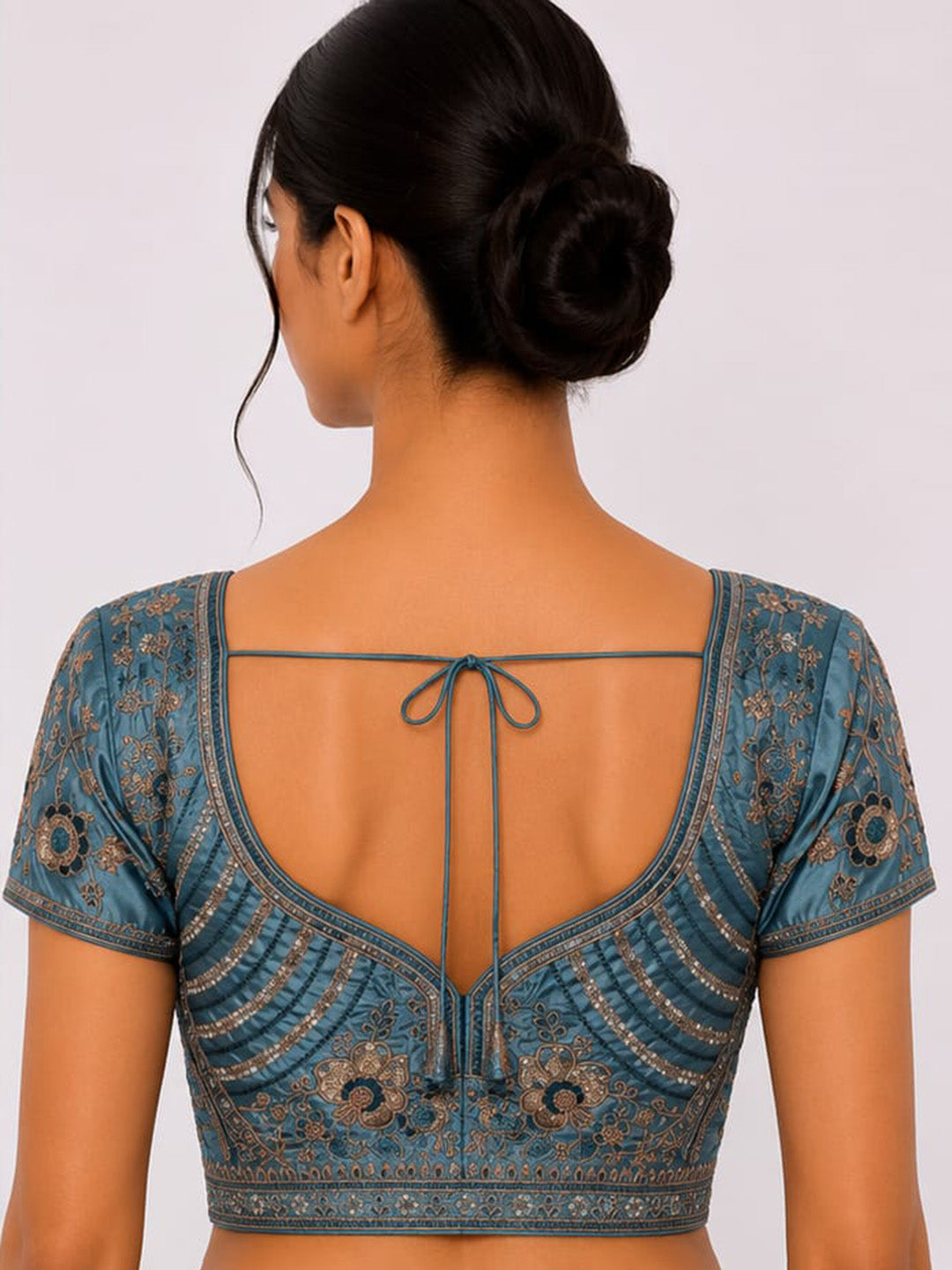 Premium Blue Embroidery Viscose Blouse Piece