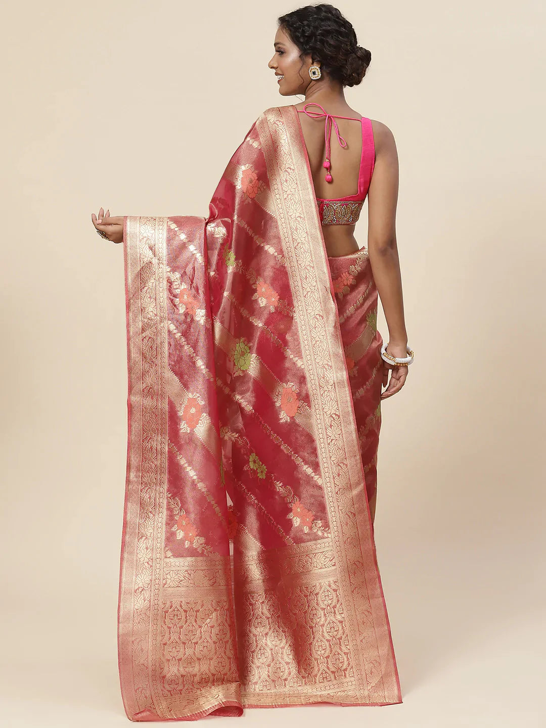Floral Zari Jaal Handloom Woven Saree