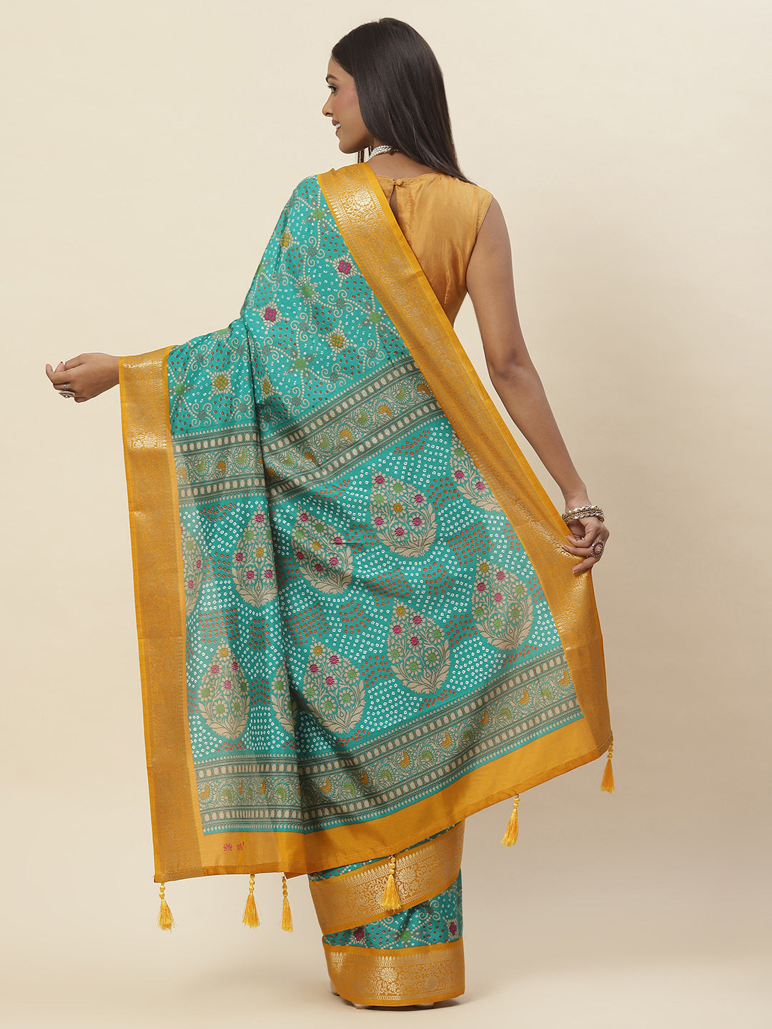 Zari Border Printed Handloom Saree