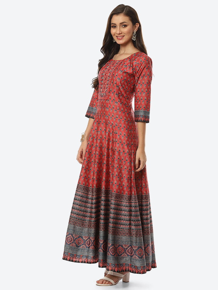Mirror Work Printed Handloom Kurta