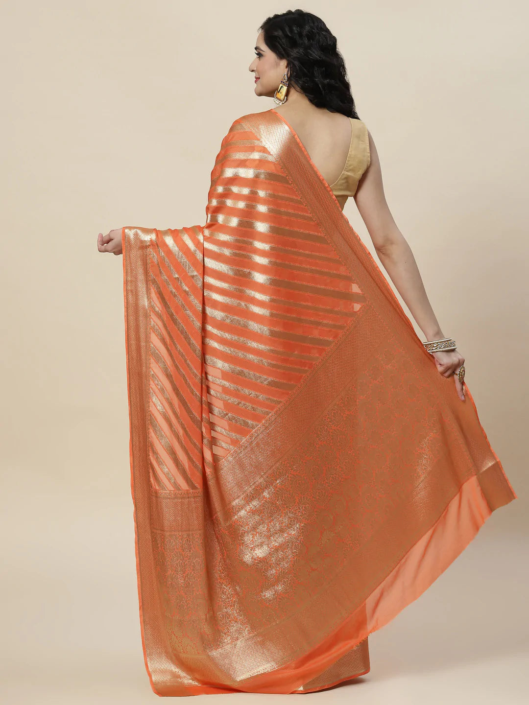Zari Jaal Georgette Plain Saree