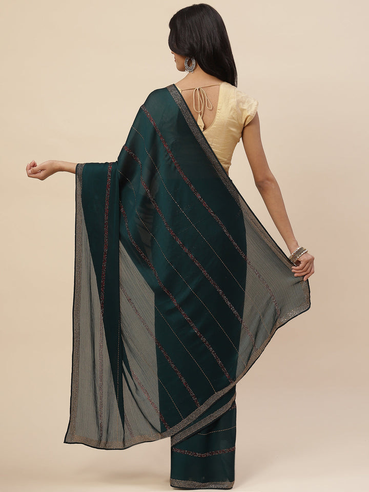 Stone Embroidered Chiffon Saree