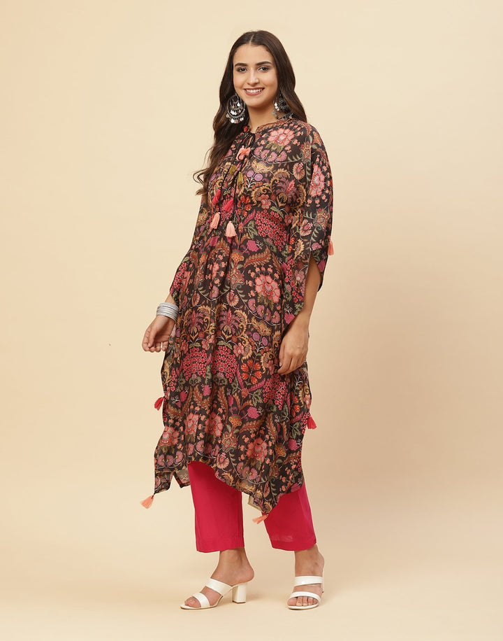 Floral Printed Cotton Muslin Kaftan