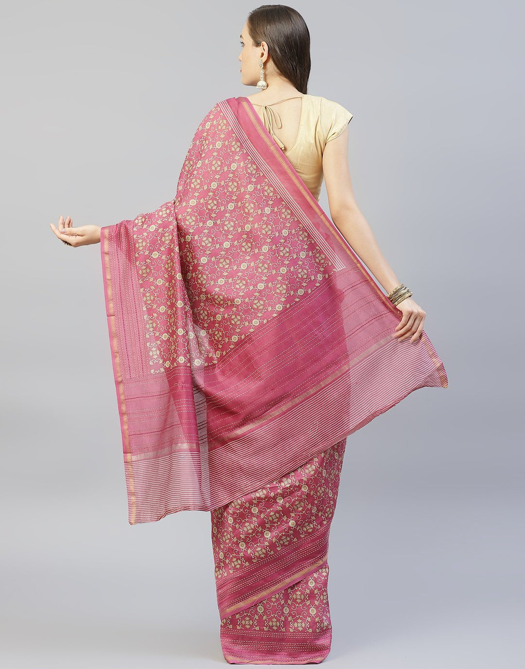 Kantha Border Printed Cotton Saree
