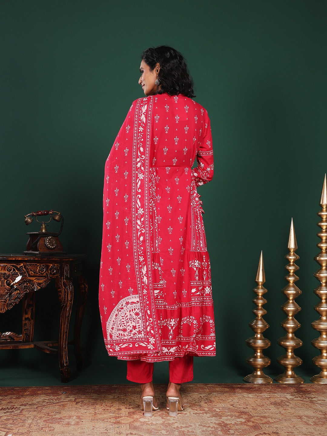 Pink Cotton Blend Floral Printed Straight Suit Set