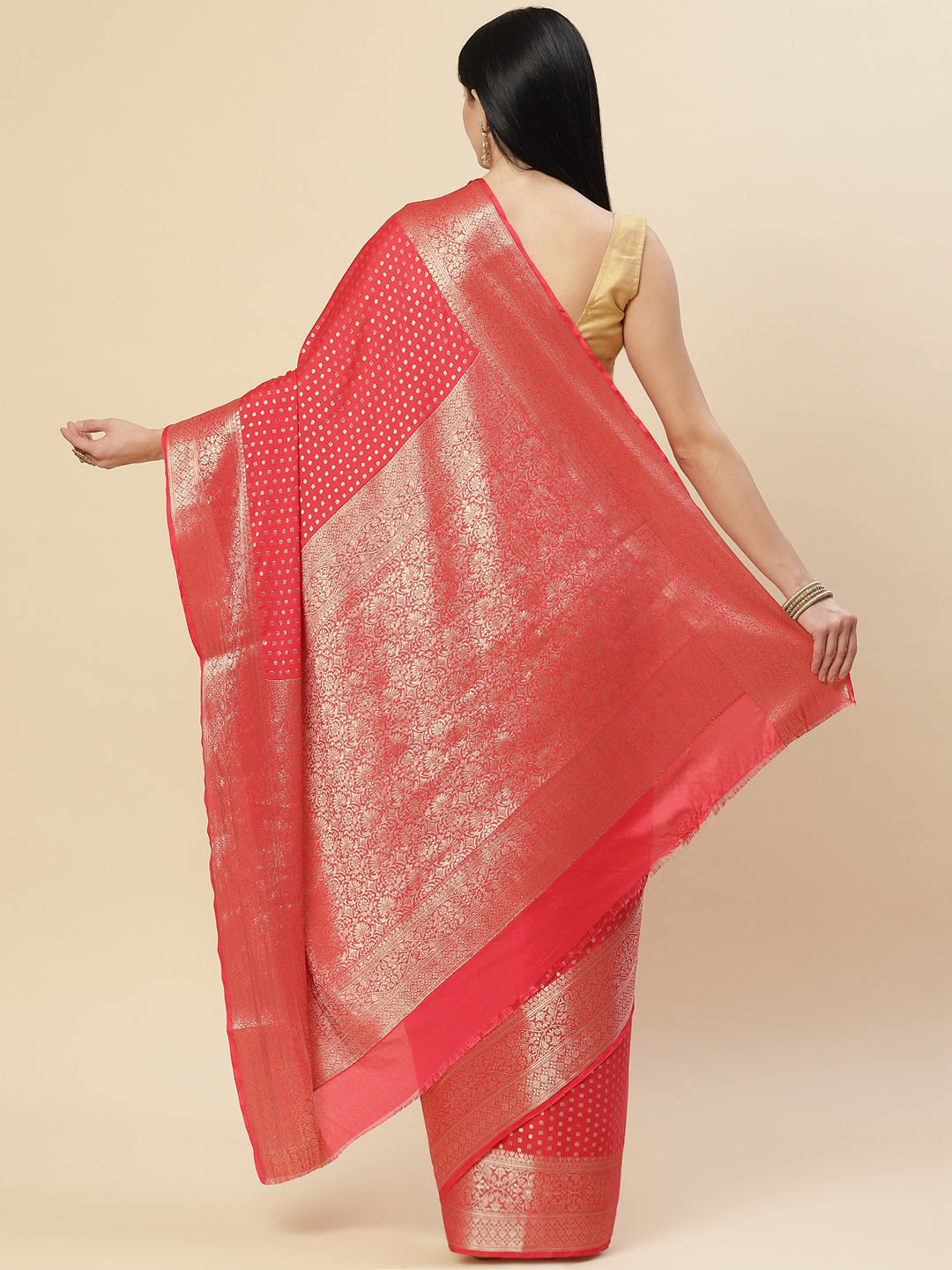 Zari Booti Georgette Plain Saree