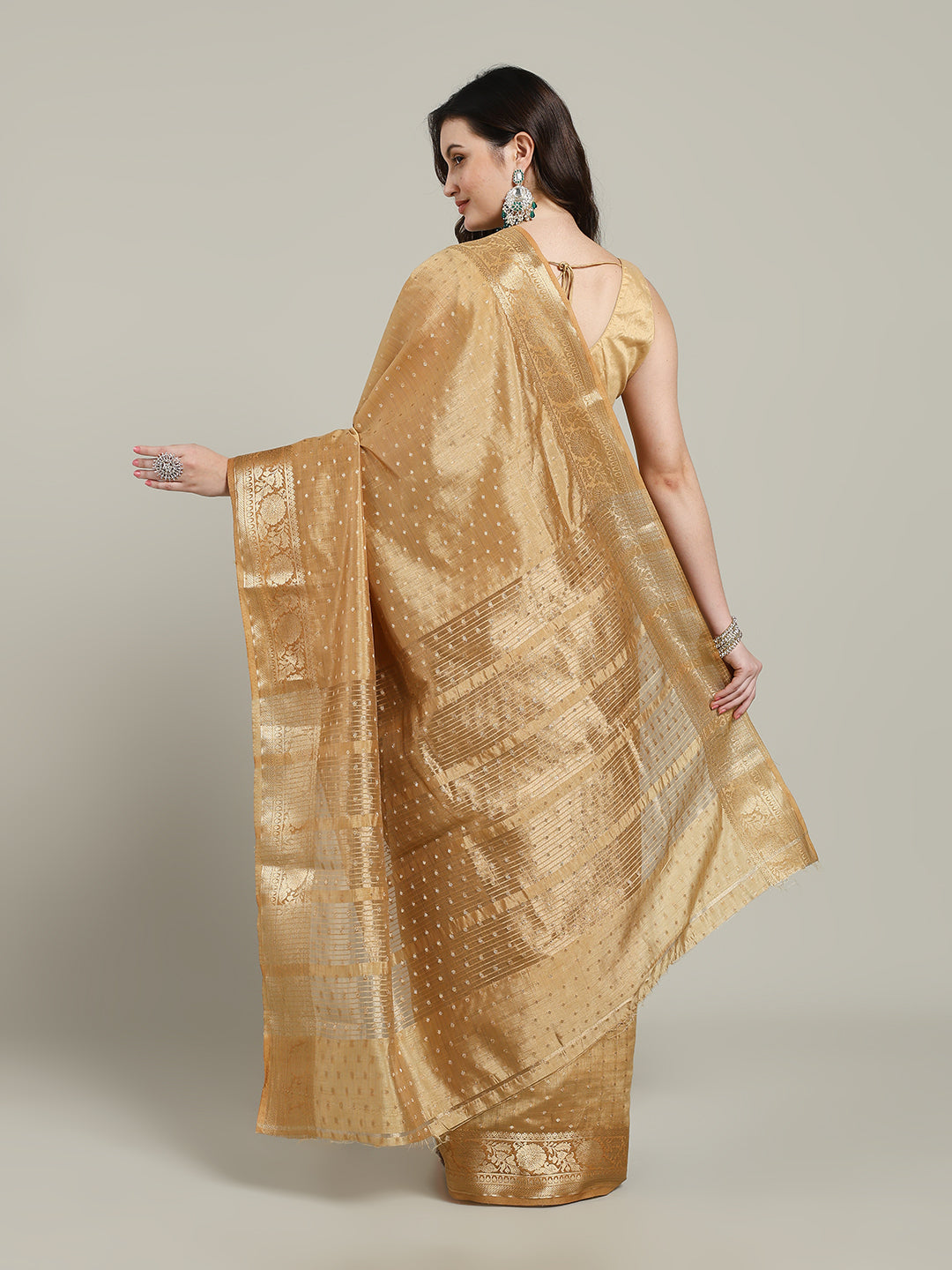 Zari Border Booti Art Silk Woven Saree