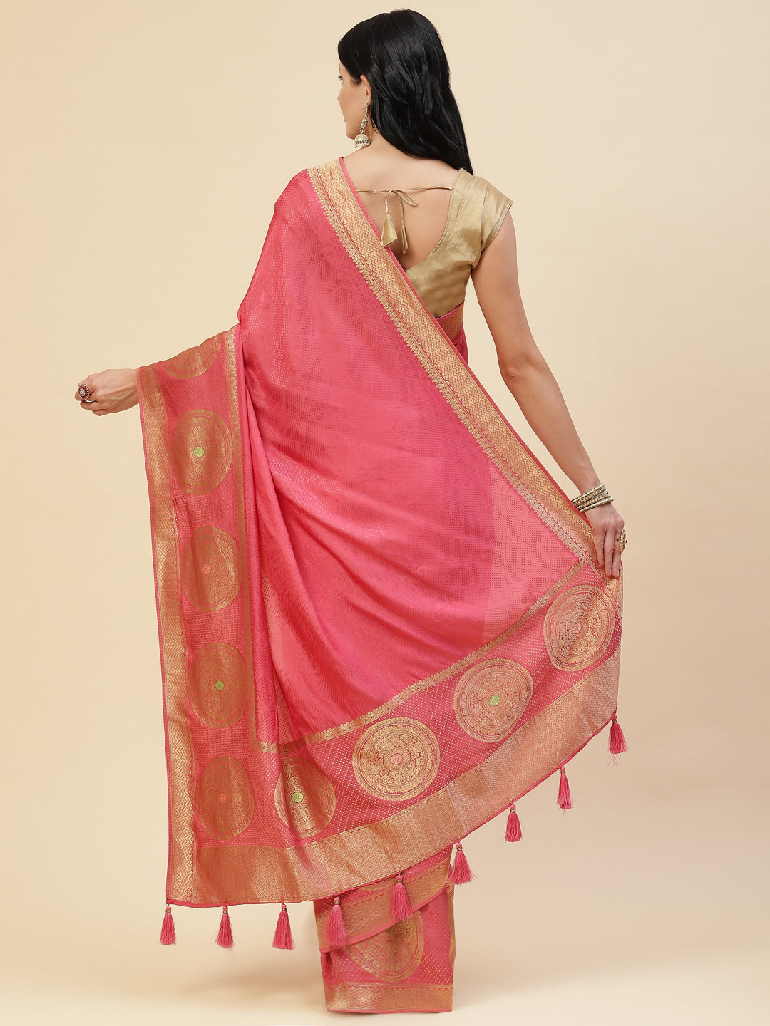 Zari Border Booti Banarasi Woven Saree