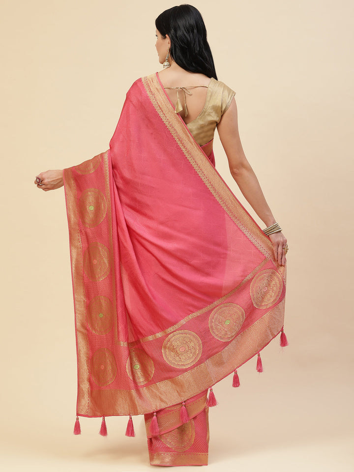Zari Border Booti Banarasi Woven Saree