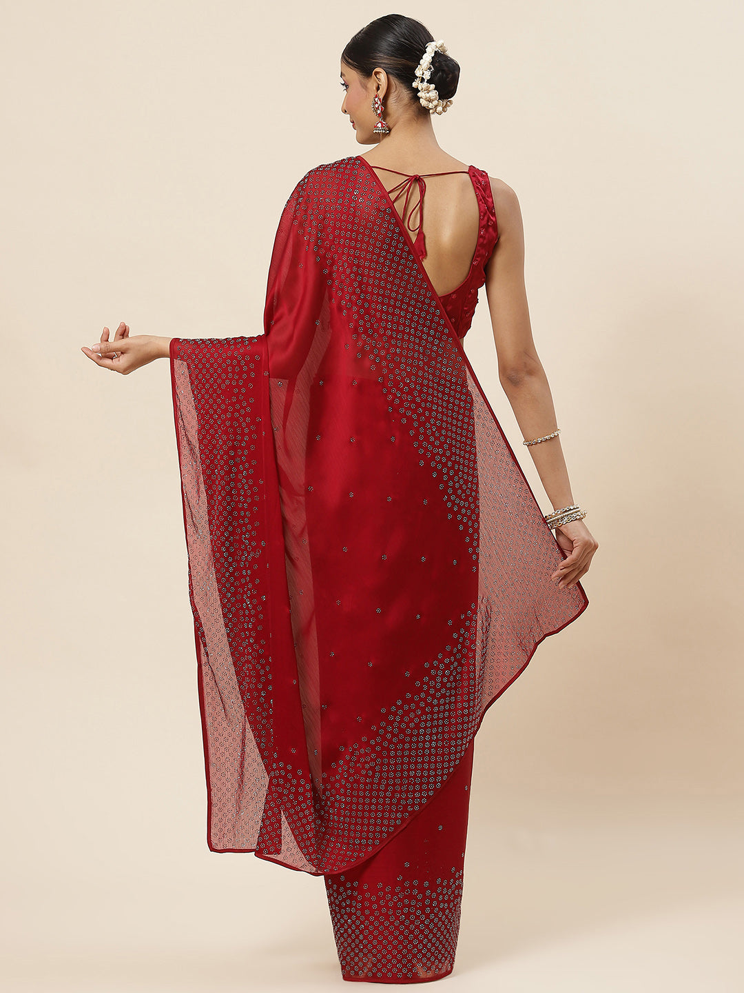 Swarovski Jaal Embroidered Crepe Saree