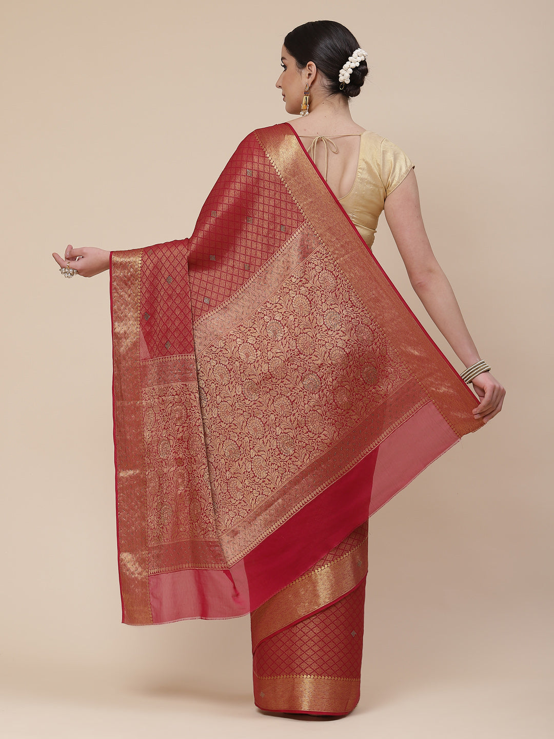 Stone Work Georgette Plain Saree